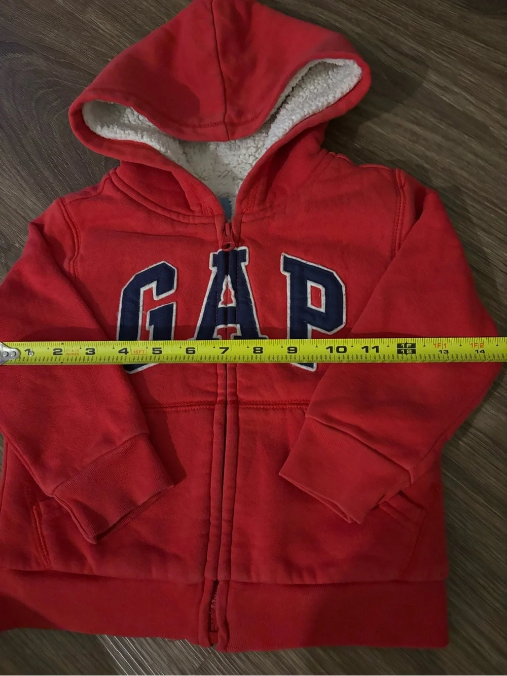 Baby GAP 3T Teddy Bear Sherpa Fleece Zip Hoodie Red tomato sauce 00s Y2K